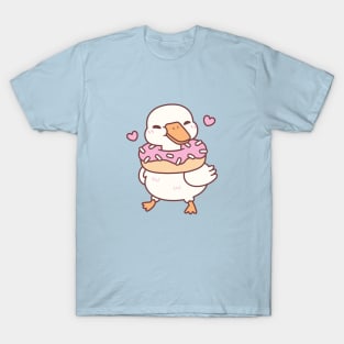 Cute Goose With Donut Around Neck T-Shirt